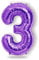 FUNXGO® Folienballon Zahl 3 lila - Riesenzahl Ballon ca.100 cm - fliegt mit Helium - 3 geburtstag luftballon - Deko zum Geburtstage, Party, Hochzeiten - Ballon 3 lila