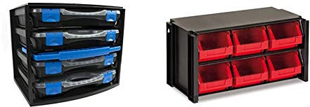 Tayg 301551 Multibox con 4 estuches con separadores móviles 22, 335 x 250 x 275 mm + 306006 Estante 6 cajones