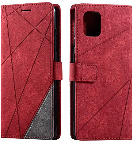 SONWO Hülle für Samsung Galaxy Note 10 Lite, Premium Leder PU Handyhülle Flip Case Wallet Silikon Bumper Schutzhülle Klapphülle für Galaxy Note 10 Lite, Rot