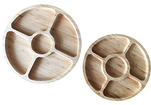 Bambus Snackteller Snack-Schalen Eco-freundliche Holzteller 2 teilig Set rund