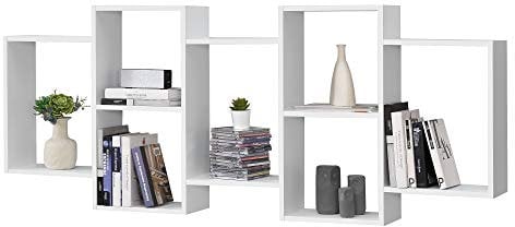 Mensola da Parete a 7 Scomparti 161 x 18 x 65 cm Consolle/Scaffale Pensile con Ripiani Portaoggetti Libreria da Muro - Bianco Opaco