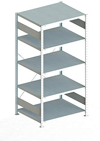Steckregal aus Metall - Stecksystem Lagerregal 200 x 100 cm - 80 cm tief verzinkt - Fachlast 230 Kg