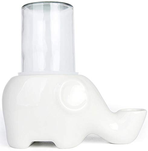 DHGTEP Cat Drinking Water Fountain Ceramic Pet Mate Water Dispensers Fountain Cat Bowl Elephant Shape Anti-flip Cats Kittens Dogs (Color : White)