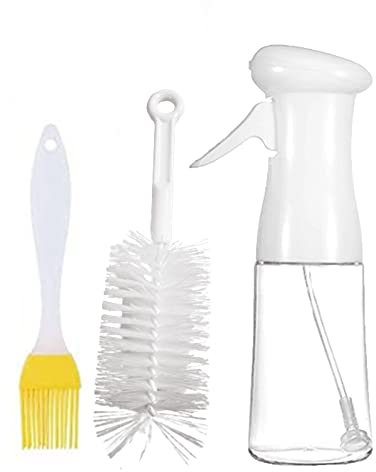 Oil Sprayer Dispenser Vinegar Sprayer Bottle with Brush,210ml Grilling Olive Oil Bottle Oil Spray,BBQ Cooking Spray Bottle,Olive Oil Sprayer for Kitchen,Cooking,BBQ,Baking,Grilling,Roasting,Salad
