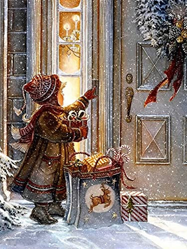 Zeyevan DIY Diamond Painting Christmas Girl Set, 5D Weihnachtsstickerei, Diamant-Malerei, Komplett-Set, Geschenk, Kreuzstich, Strass, Stickerei, Handwerk, für Zuhause, Büro, Wanddekoration, 30 x 40 cm