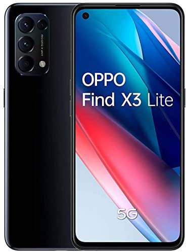 OPPO - Find X3 Lite 5G, Smartphone, display 6,43 AMOLED 90 Hz, 8 GB + 128 GB, Snapdragon 765 G, 4300 mAh, ricarica rapida 65 W, Quadrupla fotocamera 64MP + 8MP + 2MP + 2MP,) nero, Vdf Libero