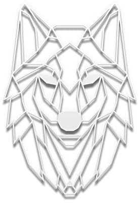 teileplus24 DS05 Wanddeko Metall | Wandbild | Metallbild | Geometrische Wandkunst | 40 x 58 cm, Farbe:Wolf 3D Weiß
