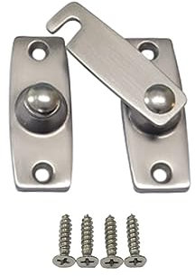 QCAA 2.5 x 2.65, Large, Heavy Forged Solid Brass Door Latch, 180 Degrees Flat Surface Mounting Door Latch Buckle for Doors & Windows, Satin Nickel, 1 Pack, Made in Taiwan