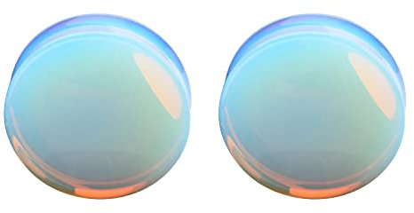 2 PCS Gauge Opal Ohrstöpsel Piercing Schmuck Set Double Flare Sattel Dehnung Gages Tunnel Expander 5mm