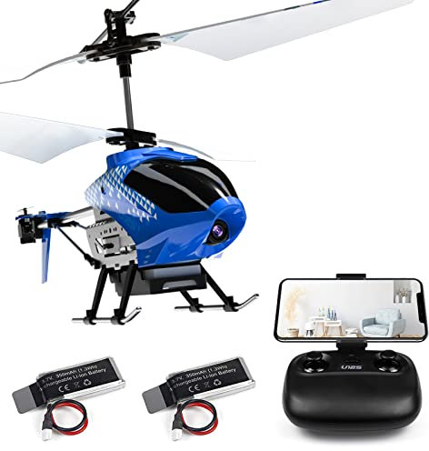 Ulifance U12S RC elicottero con macchina fotografica, elicottero radiocomandato per bambini e adulti One Key Take/Off Altitude Hold Indoor Flying Toy Regalo con 2 batterie (blu)