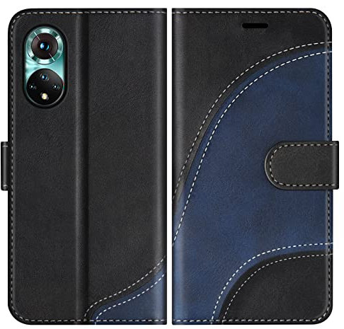 BoxTii Hülle für Huawei Honor 50 5G / Huawei Nova 9, PU Leder Handyhülle für Huawei Honor 50 5G / Huawei Nova 9, Ledertasche Klapphülle Schutzhülle mit Kartenfächer und Magnetverschluss, Schwarz