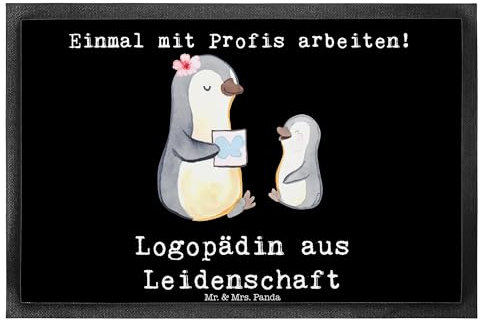 Mr. & Mrs. Panda 40 x 60 cm Fußmatte Logopädin Leidenschaft - Geschenk, Kindergarten, Ausbildung, Schmutzfangmatte waschbar, Kollegin, Logopädie,