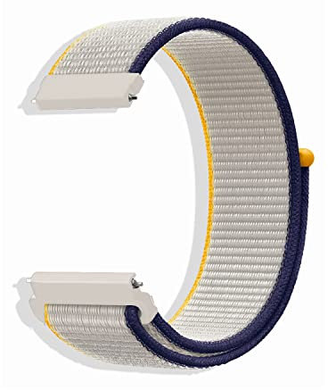 CeiBand Armband für 20MM 22MM 18MM, Nylon Uhrenarmbänder, Ersatzband mit Klettverschluss, Verstellbares Uhrband für Herren und Damen - Weiß/Blau
