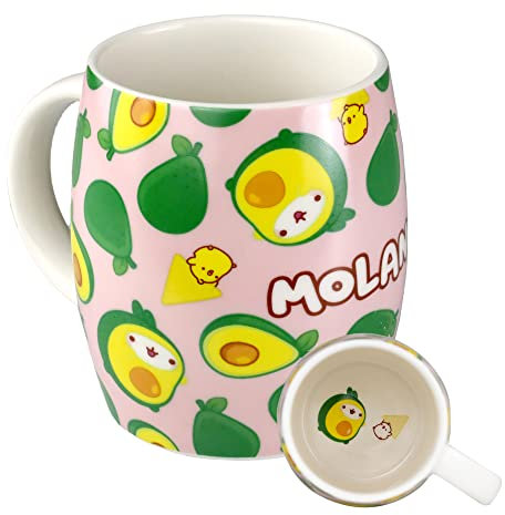 6vibes Molang - Taza grande (400 ml, porcelana, aguacate, café y té), diseño de Piupiu