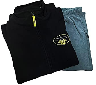Navigare Pigiama Tuta Uomo Pile Invernale Chiusura Zip Egidio (as6, Numeric, Numeric_48, Regular, Regular, Nero, 48)