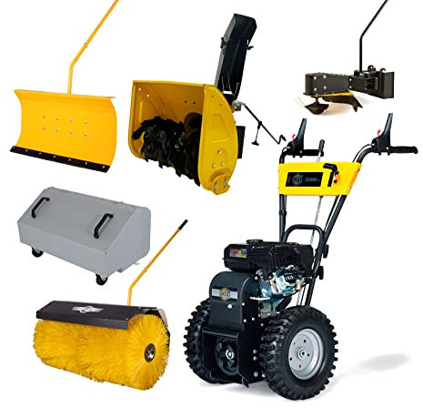 TEXAS Profi Kehrmaschine Benzin 80cm Combi 800TG Set 6in1 Schneefräse Schneeschieber Laubsammler mit Antrieb | 5,7PS | 4+1 Gänge | inkl. Kehrbesen, Schneeschild, Schneefräse, Sammelbehälter, Trimmer