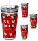 Relaxdays Set da 4 Tazze per Bambini, Bicchieri Vetro, Silicone, ABS, con Cannuccia e Tappo, 450 ml, Cactus, Trasparente, 9 cm