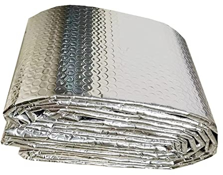 MUYUNXI Insulation Board Self-Adhesive Aluminum Foil Insulation Heat Reflector Reflective Roll Double-Sided Bubble Insulation Floor Roof Radiator(Size:1x15m(3.2x49.2ft))