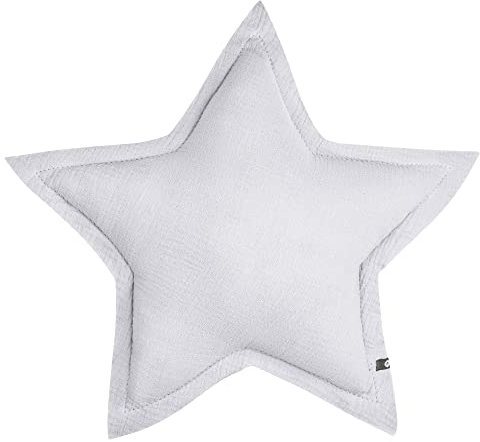 von Herzen Handmade Musselinkissen aus 100% Baumwolle I Kinderkissen I Dekokissen aus Musselin in Sternform I Sternkissen für Kinderzimmer & Bett I Handgenähtes Kissen mit Watte gefüllt (Weiß)
