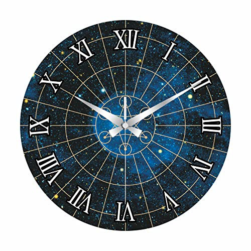 Aspira Home **Wanduhr, modernes Metall-Design - ohne Tickgeräusche, Astrologie Design, Weltall Universum Design, Ø39 cm Durchmesser, Schlafzimmer geeignet**