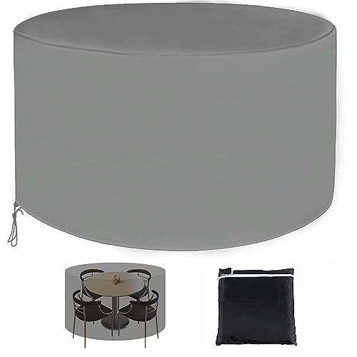 Amunpitic Gartenmobel Abdeckung Runden 350x120cm, Wasserdichtes Schutzhülle Outdoor, 420D Oxford Gewebe Winddicht Abdeckhaube Schutzhülle für Gartenmöbel, Gartentische und Möbelsets