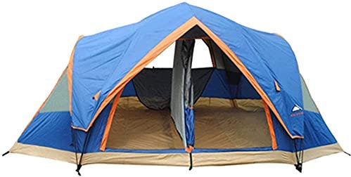 RajoNN Campingzelt Zelt, Camping-Familienzelt, einfach aufzubauen, leichtes Zelt, wasserdicht, Zwei Türen, Wandern und Bergreisen, Farbe: Blau, Größe: 410 x 205 x 155 cm