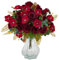 Floweroyal 4 Sträuße künstliche Rosen Blumen Burgunderfarbene Blumen Fake Rosensträuße für Hochzeit Party Tischdekoration Blumenarrangement Home Küchendekor