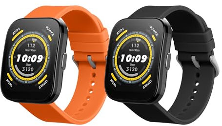 kwmobile Pulsera compatible con Huami 22mm Amazfit Bip 6 / Bip 5 Unity/Bip 5 / GTS 3 / Balance 2 / Helio Strap correa - 2x Correas de silicona flexible - Tamaño ajustable