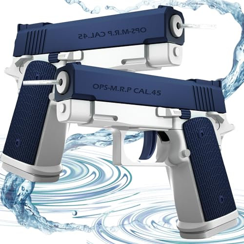 Wasserpistole 2er Set, Wasserpistole Spielzeug für Kinder, Mini Wasserpistolen, Wasser Spritzpistole Kunststoff, für Jungen Mädchen Freibad Strand Wasser Kampf Spielzeug (Blau+Blau)