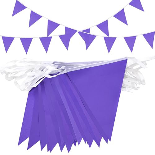Topeedy 40 m - 80 bandierine viola, 40 m, impermeabili, triangolari, per feste di compleanno, baby shower, matrimoni, festival, decorazioni