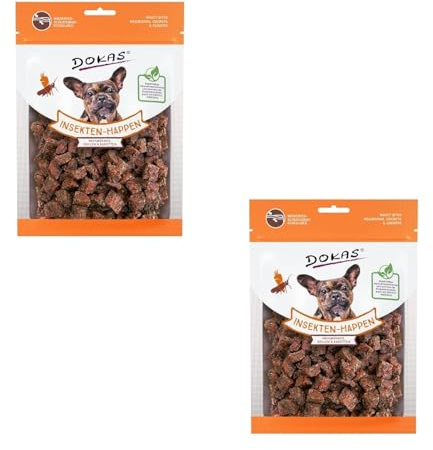 Dokas Dog Insekten-Happen mit Mehlwürmern, Grillen und Karotten | Doppelpack | 2 x 100 g | Hundesnack als Belohnung zwischen den üblichen Mahlzeiten | Aus alternativen Proteinquellen