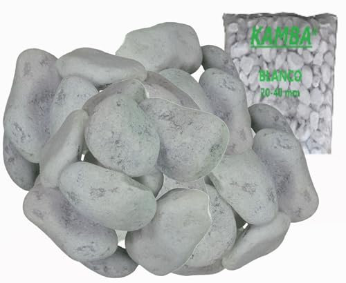 Canto Rodado Blanco 25-40MM para Decoración de Jardines y Acuarios,3kg, 5kg, 8kg, 10kg, 20kg Saco de Piedras Decorativas para Jardín, Macetas y Plantas, Paisajismo y Manualidades (20, Kilogramos)