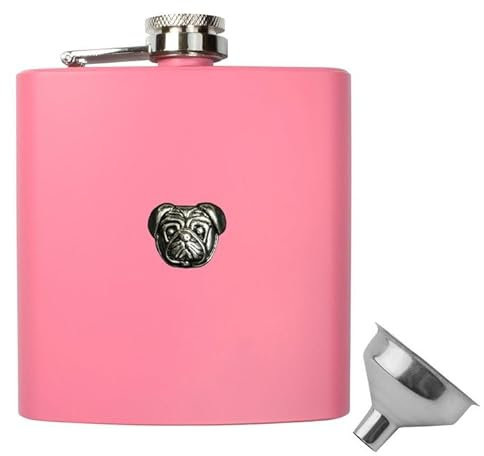 Petaca rosa con embudo de relleno de 170 ml