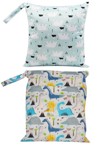 2 Pcs Bolsas Pañales Impermeable, Bolsas de Pañales Reutilizables, Organizador de Pañales Bebe, Bolsas Bebe de Colgar con Cremallera, Portátil Wetbag, para Viajes, Playa, Piscina