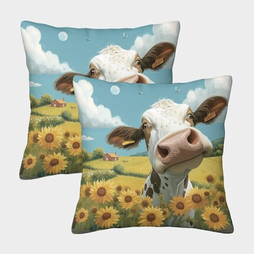 FPAKAKIIE Süße kleine Kuh Kissenbezug Für Wohnzimmer Und Schlafzimmer, 2er Set Kissenbezüge, Optimal Für Living Room Accent Und Bedroom Comfort 40x40cm