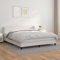 Homgoday Boxspringbett mit Matratze, Kunstleder, weiß, 160 x 200 cm, modernes Bett mit Rahmen, Boxspringbett mit Matratze, flaches Design