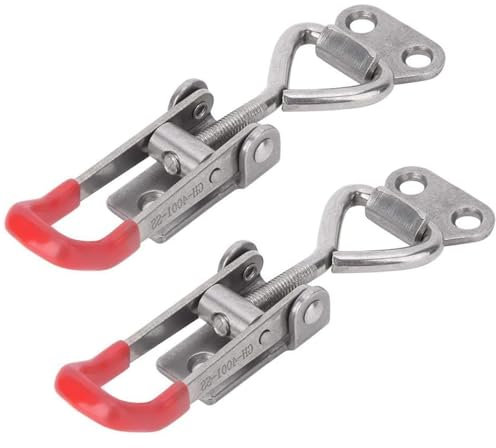 2Pcs Adjustable Toggle Clamp 304 Stainless Steel Toggle Catch Latch Hasp Clip Clamp Buckle Quick Fixture Hand Tool