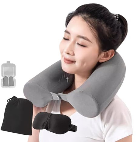 EPROICKS Coussin de Voyage Réglable, Coussin Avion Cou, Flexibilité Oreiller de Voyage, Tour de Cou pour Voiture, Train, Bureau