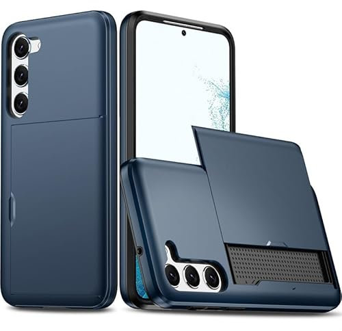 Compatible avec Coque Samsung A56 5G avec Porte-Cartes Portefeuille, Coqu Samsung Galaxy A56 5G Protection Coulissant Cache Étui Silicone Antichoc Housse Cover (Bleu Marine)
