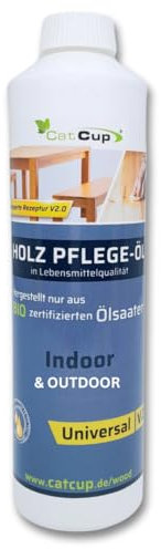 UNIVERSAL BIO Holzöl farblos (500ml) - Vielseitiges Holzpflegeöl für Innen & Aussen - Geruch- und Farbloses Möbelöl - 100% natürliches Holz Öl aus Deutschland