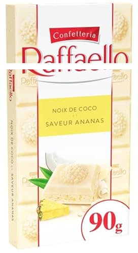 Kokos & Ananas - Tablette chocolatée Allemagne saveur Lait Coco et Ananas - La Délicieuse Explosion de Saveurs - compatible avec raffaello - 90g