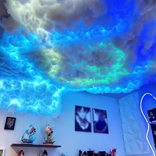 3D Thundercloud LED Light,Cloud Light Multicolor Light Changing,Cotton Light Cloud Colorful Atmosphere Night Light,DIY Creative Cloud Lights for Bedroom Gaming Room Cool Stuff Decor 40m