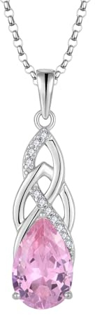 JO WISDOM Collier Nœud Celtique Infini Argent 925 Femme,Pendentif avec Chaîne 3A Zircone cubique Pierre de naissance Bijoux Irlandais