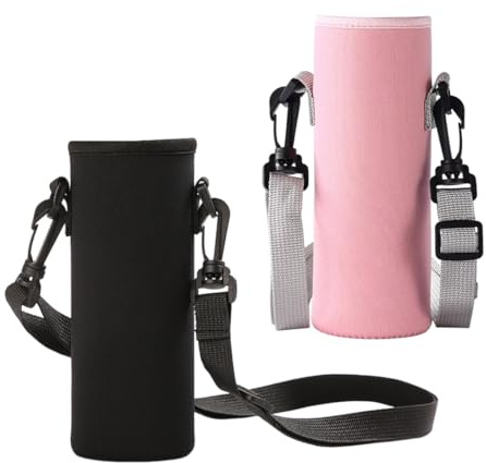 EIHI 2 Stück neopren kühltasche für flaschen, Flaschenschutz für glasflaschen 1500ml, Rosa + Schwarz