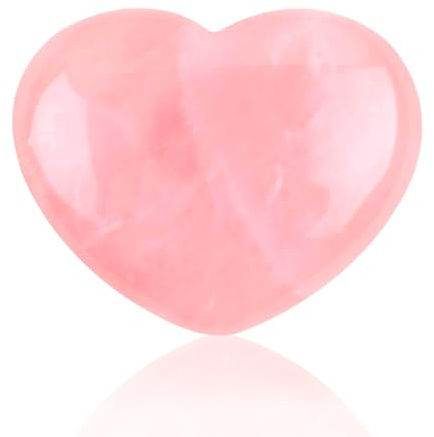 45mm Rose Quartz Crystal Heart - Natural Healing Gemstone, Polished Palm Stone for Anxiety Relief - Reiki Crystal Gifts for Women, Valentine's Day Gifts for Her
