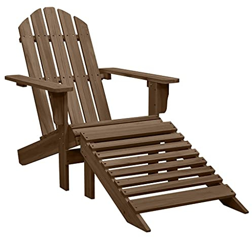 KTHLBRH Stuhl und Ottomane aus Massivholz, Vintage, für den Außenbereich, elegantes und langlebiges Design, wetterfest, einfache Montage, Kapazität 110 kg, Set für Garten oder Terrasse