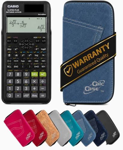 Casio FX-87 DE Plus 2nd Schulrechner mit CalcCase Schutztasche - Wissenschaftlicher Taschenrechner - Basic Set (Hellblau)