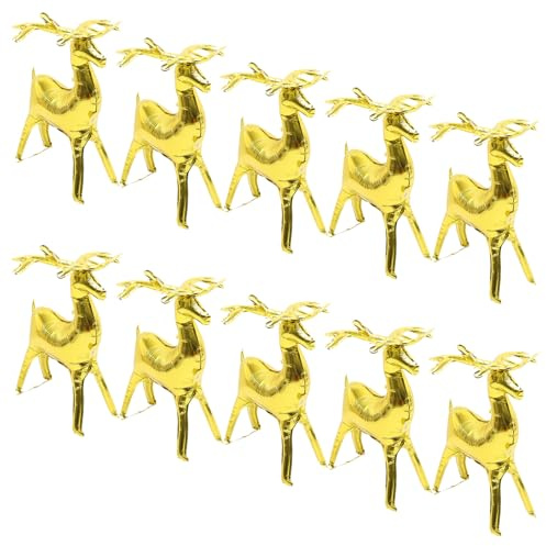 MUELODSIC 10 Stück Weihnachts Rentier Luftballons 815X50cm Aluminium Folie Dekorative Party und Fotorequisite für Weihnachtsdeko und Raumgestaltung