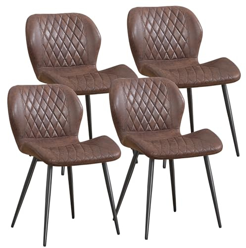 YUUIJOAA 4er Set Esszimmerstühle, Küchenstühle mit Rückenlehne, Metallbeinen,Dining Chair für Esszimmer & Küche, Belastbar bis 150kg,Brown