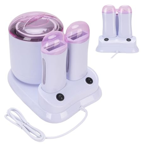 ZASCHMOY Chauffe-cire électrique Professionnel Anti-brûlure à Rouleau avec Doubles Cartouches, 180 W, Haute Puissance, Rapide, pour Usage Domestique et Salon, Couvercle (Prise UE 220V)